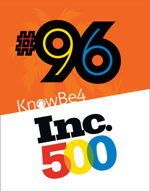 KnowBe4 Appears on the Inc. 500 for the Third Time, Rocketing to Number 96